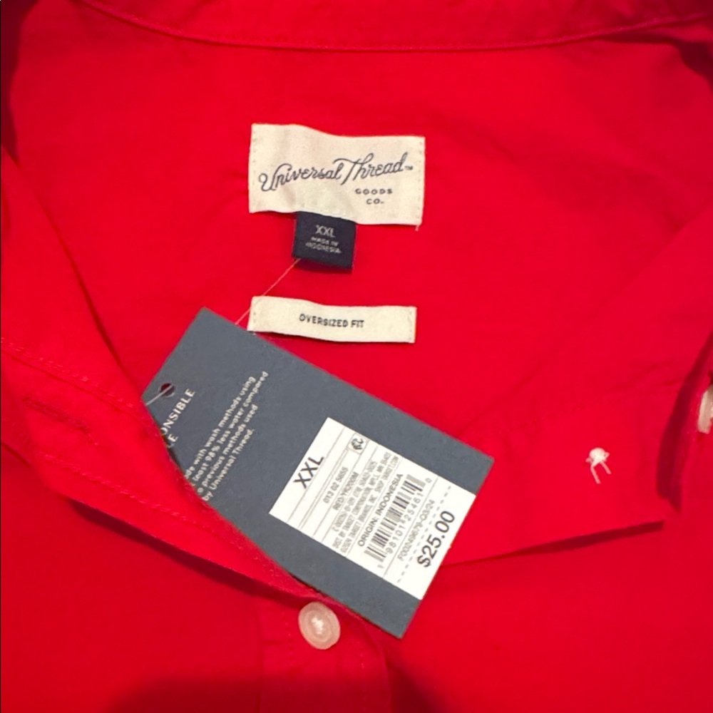 T72 NWT Universal Thread‎ Oversized Long Sleeve Button-Down Shirt - Size:  XXL - Picture 4 of 5